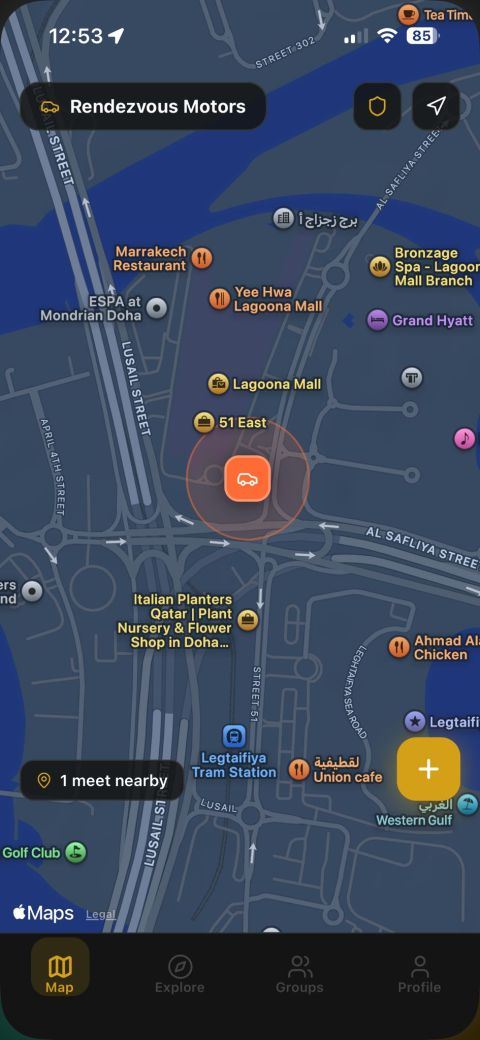 Rendezvous Motors live map screen